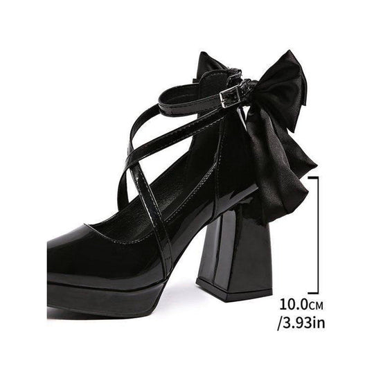 Damen elegante High Heel Schuhe mit Riemen und Schleifenverzierung