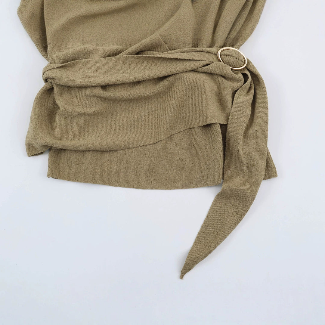 Damen Wickel-Strickpullover mit Gürtelring und tiefem V-Ausschnitt Nord Taschen
