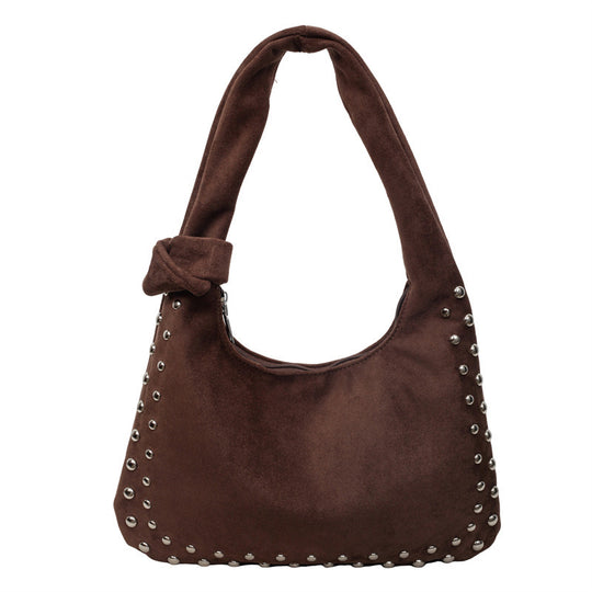 Damen Hobo-Tasche aus weichem Veloursleder mit eleganten Metallnieten Nord Taschen