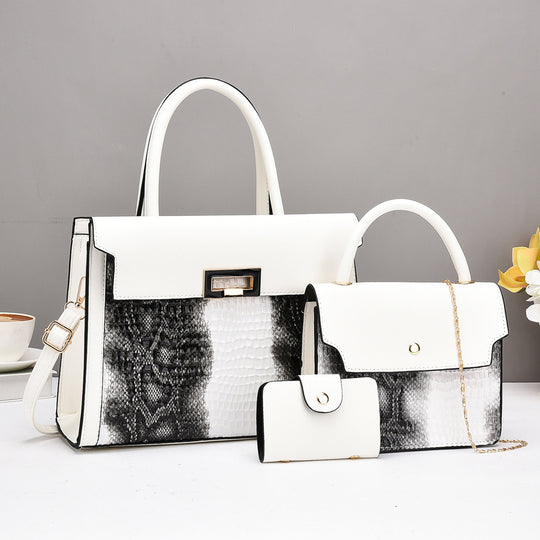 Damen Handtaschen-Set mit luxuriösem Krokodil-Leder-Look und abnehmbarer Clutch Nord Taschen