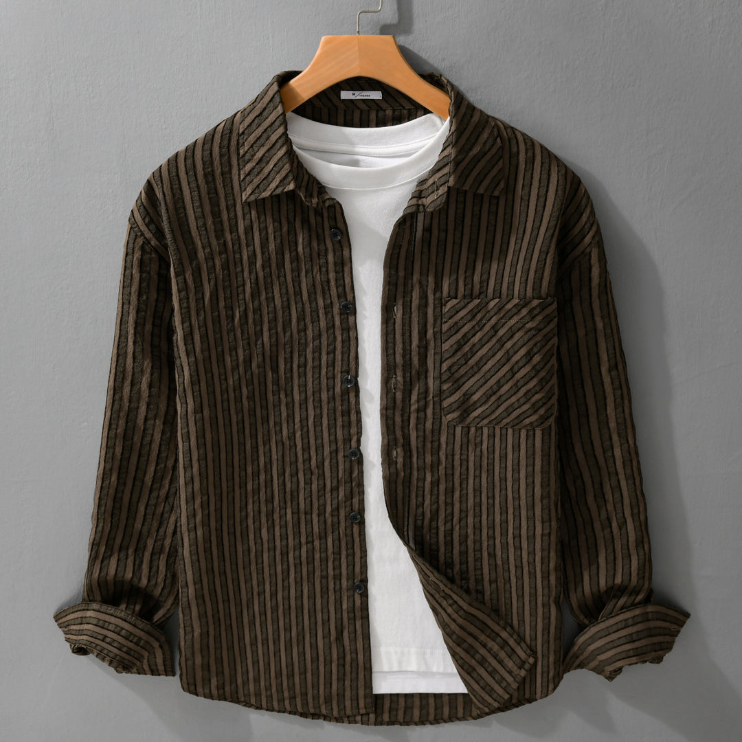 Herren Strukturierter Cord-Overshirt im Relaxed-Fit mit aufgesetzter Brusttasche Nord Taschen