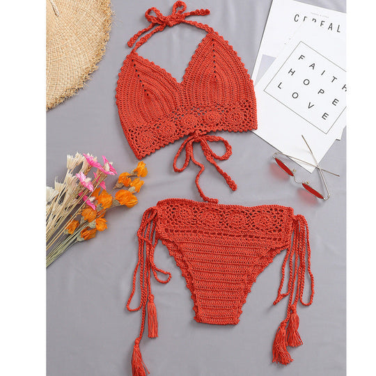 Damen Häkel-Bikini-Set mit tschedderstoff und verstellbaren Trägern