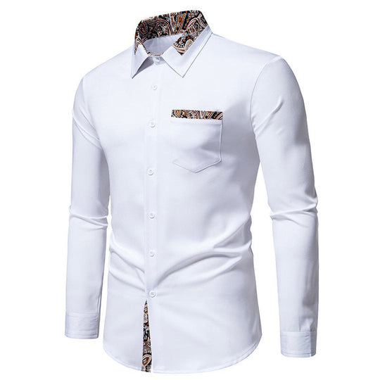 Herren klassisches Langarmhemd mit modernem Paisley-Muster