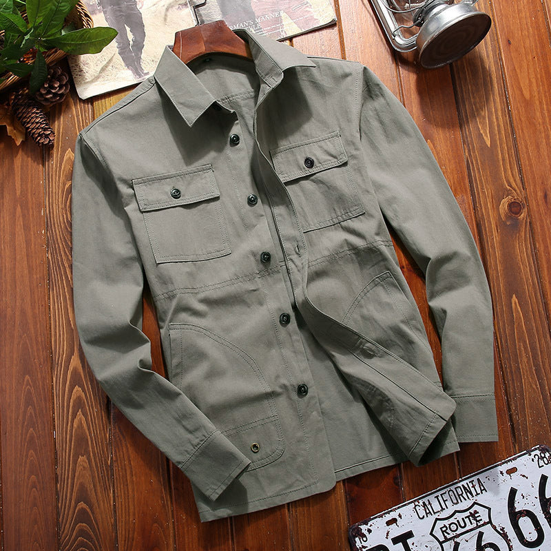 Herren leichtes Canvas‑Fieldhemdjacke mit Brustpattentaschen und Utility‑Details Nord Taschen