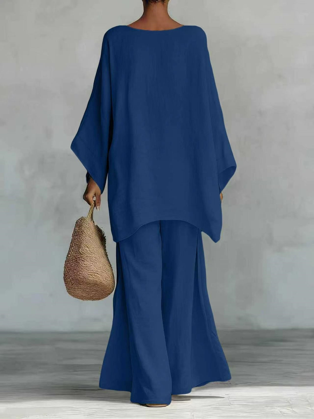 Damen Lässiges Oversize-Kaftanoberteil mit weiten Palazzohosen Nord Taschen