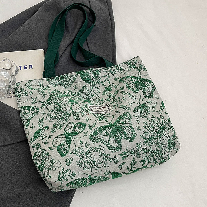 Damen Jute-Handtasche mit floralem Design Nord Taschen