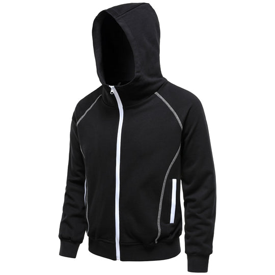 Herren Kapuzen-Zipjacke im sportlichen Raglanstil mit Kontrastnähten und gerippten Bündchen Nord Taschen