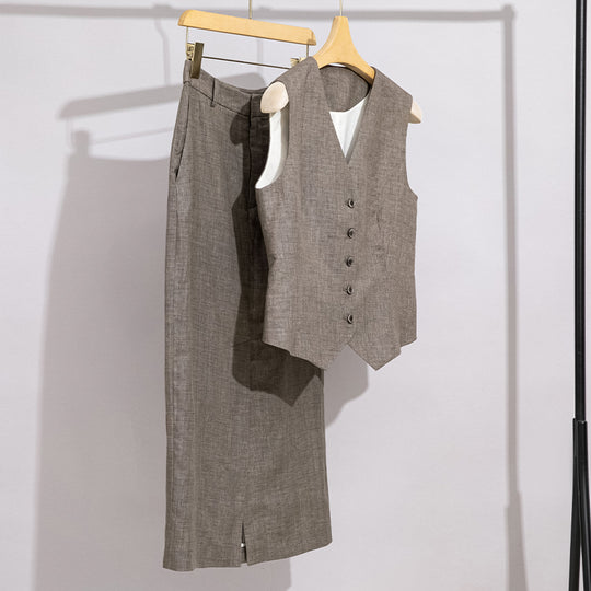 Damen Taillierter Midirock im Bleistift-Schnitt mit Frontschlitz und Gürtelschlaufen Nord Taschen