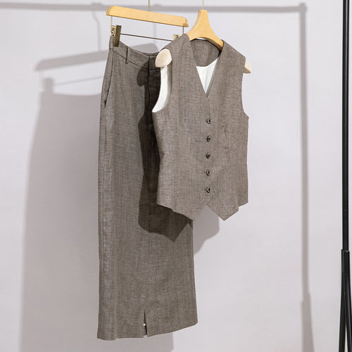 Damen Taillierter Midirock im Bleistift-Schnitt mit Frontschlitz und Gürtelschlaufen Nord Taschen