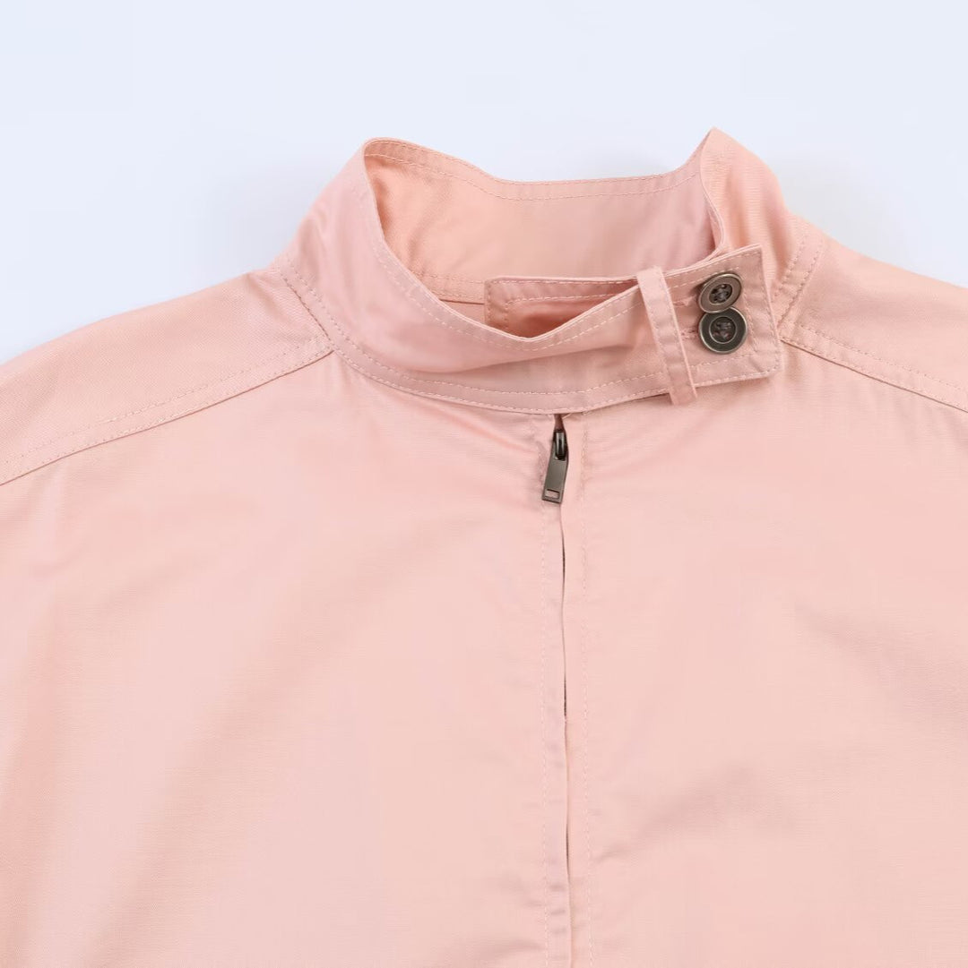 Damen Leichte Cropped Fieldjacke mit Stehkragen, Tunnelzug und Pattentaschen Nord Taschen