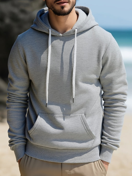 Herren Kapuzenpullover aus French‑Terry mit Kängurutasche & geripptem Saum Nord Taschen