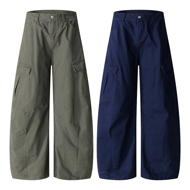 Herren Weite Workwear-Cargo-Palazzohose aus Baumwoll-Canvas mit verstärkten Kniepartien und geräumigen Klappentaschen Nord Taschen