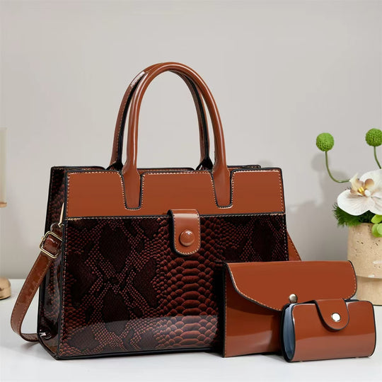 Damen Designer-Handtasche mit strukturiertem Schlangenleder-Look und abnehmbarer Clutch Nord Taschen