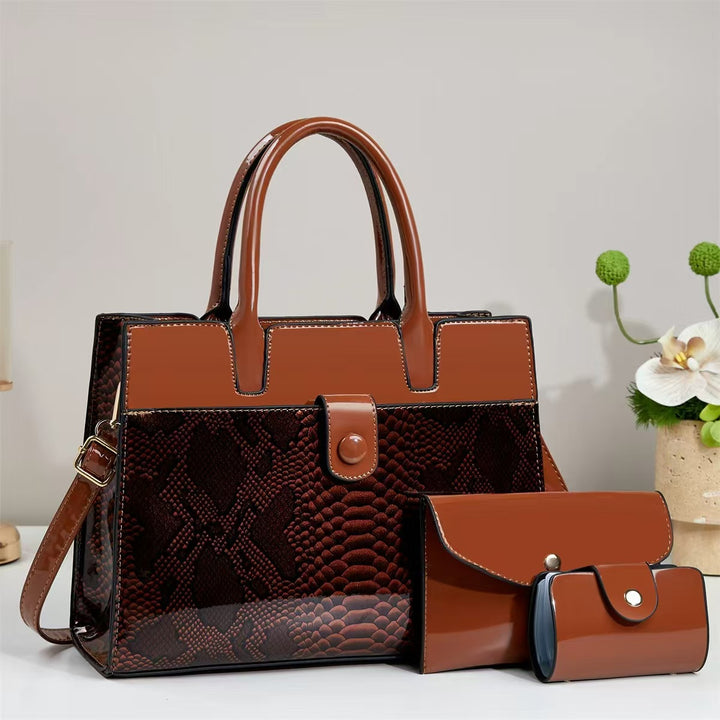 Damen Designer-Handtasche mit strukturiertem Schlangenleder-Look und abnehmbarer Clutch Nord Taschen