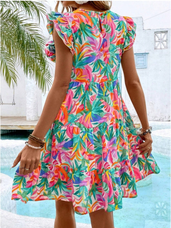 Damen Sommerkleid mit Rüschendetails und floralem Muster Nord Taschen