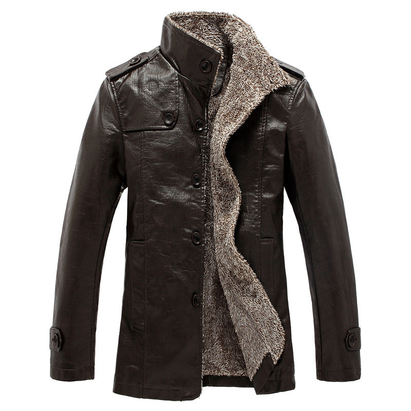 Herren schlanke Kunstleder-Motojacke mit Stehkragen, ergonomischer Nahtführung und leichter Thermofütterung Nord Taschen