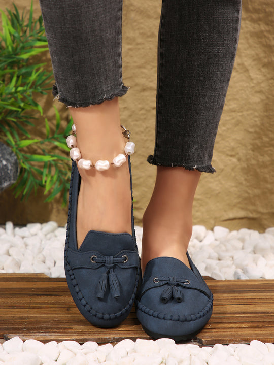 Damen  klassische Mokassin-Slipper mit Quasten und weichem Komfortfußbett Nord Taschen