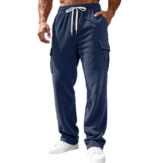 Herren Gerippte Cargo-Freizeithose mit Tunnelzug und Elastikbund Nord Taschen