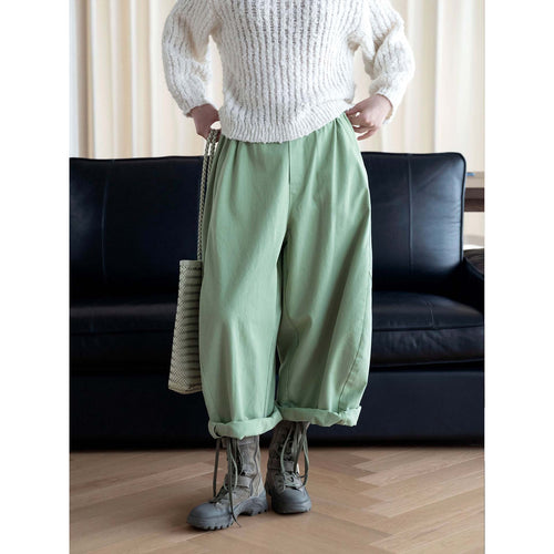 Damen Voluminöse plissierte Weite-Hose mit hohem Bund und Umschlagsaum Nord Taschen