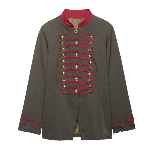 Damen Marschalljacke im Military-Stil mit Kordelbesatz und Stehkragen Nord Taschen