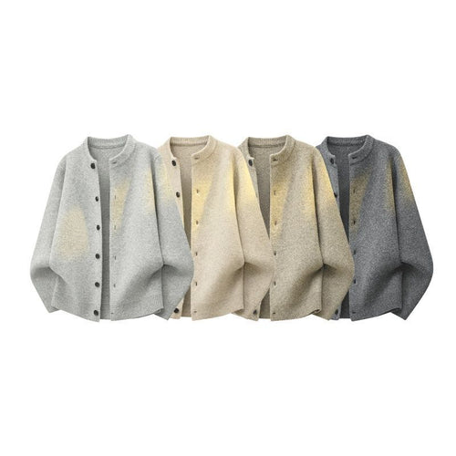 Damen Oversize Strickjacke im Bomberstil mit Rundhals, geripptem Saum & Ballonärmeln Nord Taschen
