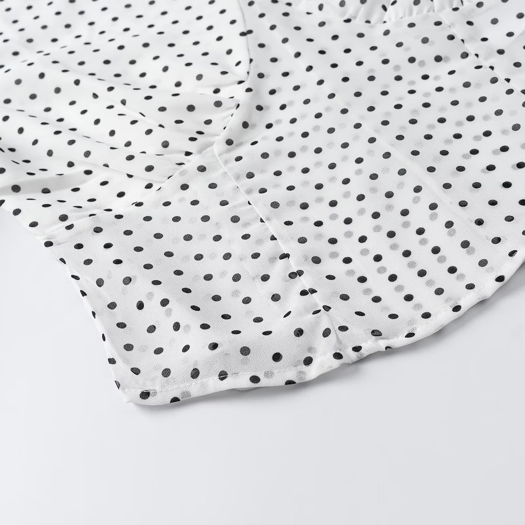 Damen Wickelbluse mit Bindeschal, V-Ausschnitt und Polka-Dot-Optik Nord Taschen