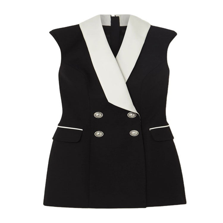 Damen Tailliertes ärmelloses Blazerkleid im Smoking‑Look mit Schalkragen Nord Taschen