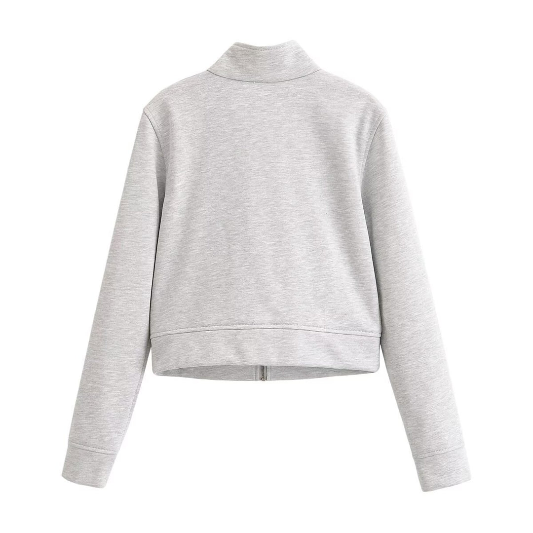 Damen Kurzjacke aus Sweat mit Stehkragen und dekorativer Military-Passe Nord Taschen
