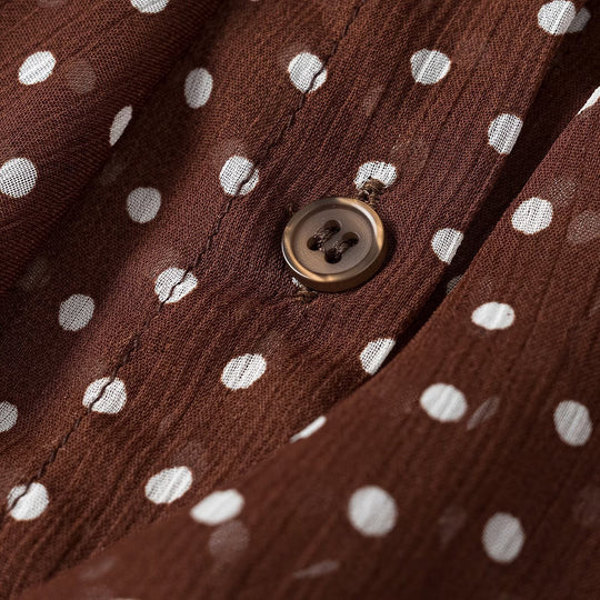 Damen Semitransparente Chiffonbluse mit Polka-Dots, Volants und Schleifenkragen Nord Taschen