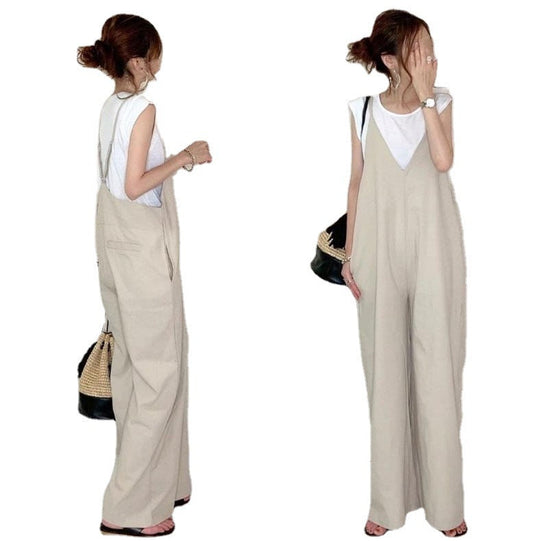 Damen Weit geschnittene Latzhose im Boho-Stil Nord Taschen