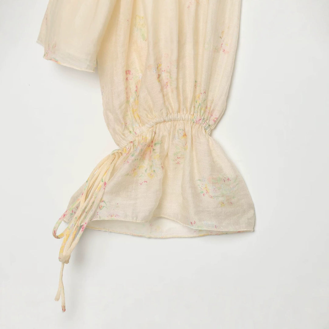 Damen Chiffon-Bluse mit Volantfront, Bindebündchen und gerafften Manschetten Nord Taschen