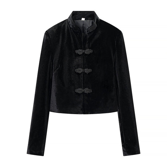 Damen Zweiteiliges Ensemble mit taillierter Kurzjacke im Mandarinstil und hochtaillierter Plisseehose Nord Taschen