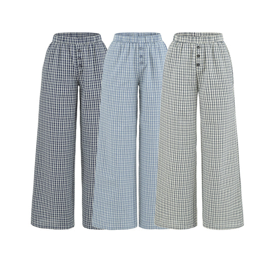 Damen Weite High-Waist Palazzo-Hose mit Gummibund und Knopfblende Nord Taschen