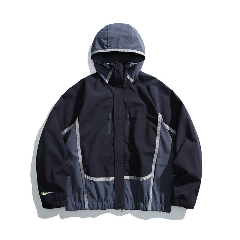 Unisex Wasserabweisende technische Kapuzenjacke mit Reflektorpaspeln und elastischem Saum Nord Taschen