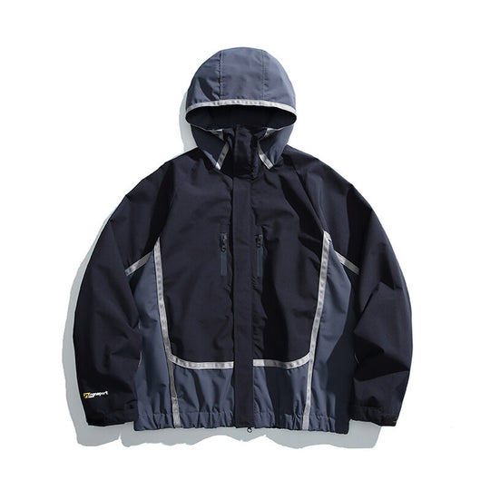 Unisex Wasserabweisende technische Kapuzenjacke mit Reflektorpaspeln und elastischem Saum Nord Taschen