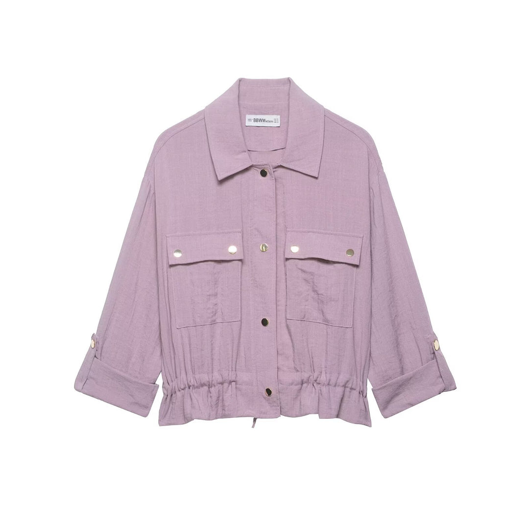 Damen Utility-Overshirt-Jacke mit Kordelzug und aufgesetzten Taschen Nord Taschen