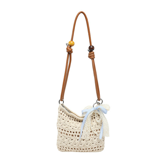 Damen Häkelhandtasche mit dekorativem Bogen Nord Taschen