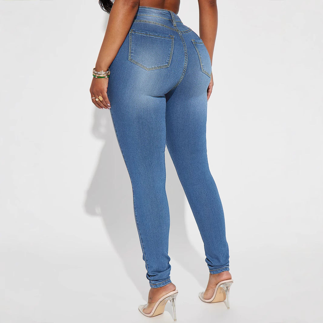 Damen High-Waist Skinny-Jeans mit formendem Stretch und schmalem Bein Nord Taschen
