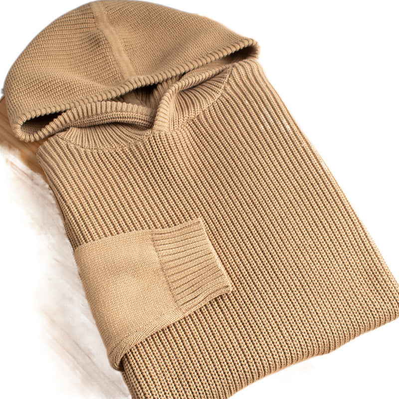 Herren Grobgerippter Kapuzenpullover mit glatten Ärmeln und geripptem Saum Nord Taschen
