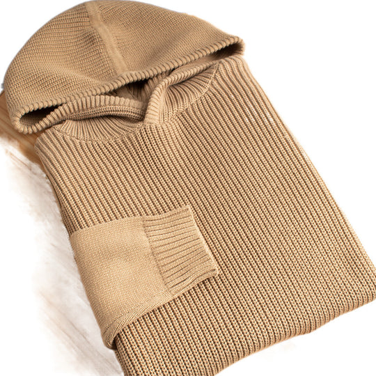 Herren Grobgerippter Kapuzenpullover mit glatten Ärmeln und geripptem Saum Nord Taschen