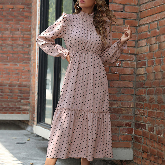Damen Elegantes Langarm Kleid mit Rüschendetails Nord Taschen