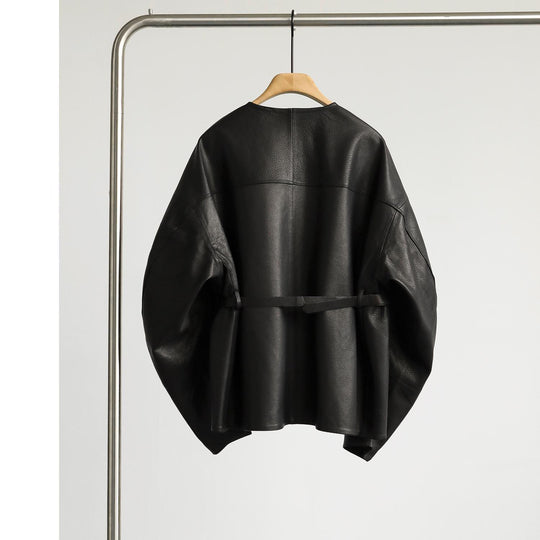 Damen Oversized Lederjacke Nord Taschen