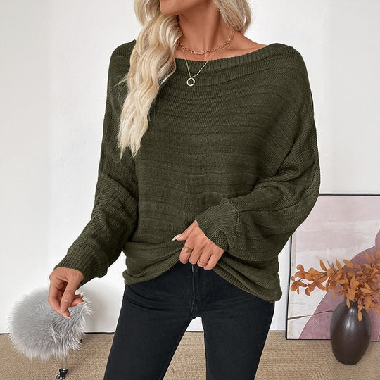 Damen Off-Shoulder Grobstruktur-Strickpullover mit Balloonärmeln Nord Taschen