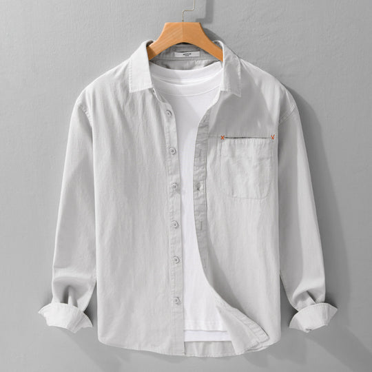 Herren Leichtes Baumwoll-Layering-Overshirt mit tonaler Brusttasche und Soft‑Touch‑Finish Nord Taschen