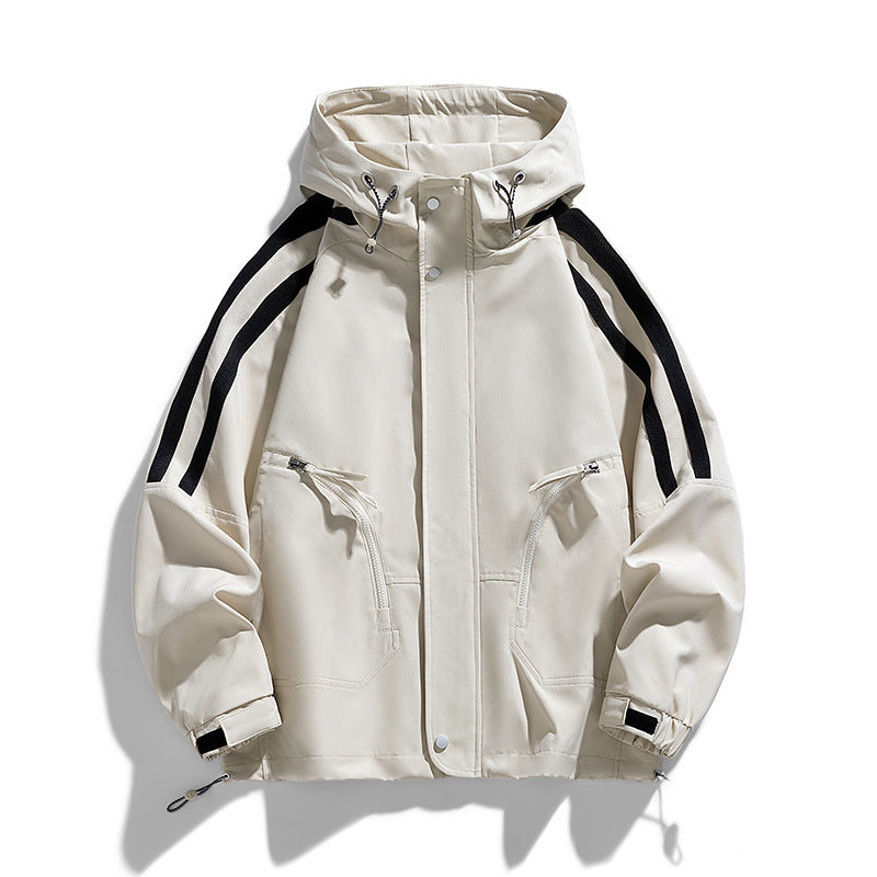 Unisex Sportlich-urbaner Kapuzen-Windbreaker mit Kontraststreifen Nord Taschen