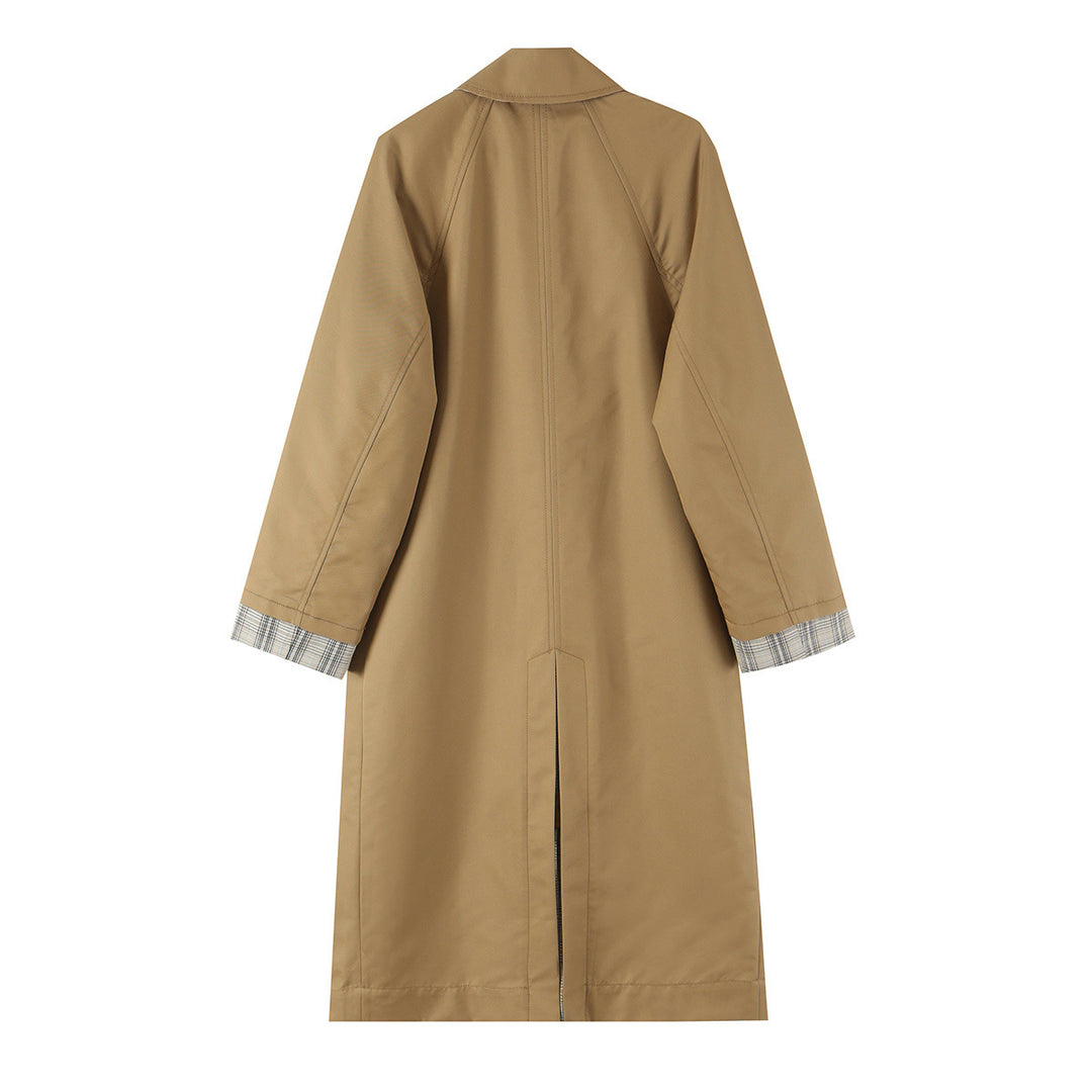 Damen Wendbarer Trenchcoat mit Raglanärmeln, kariertem Innenfutter und verdeckter Knopfleiste Nord Taschen