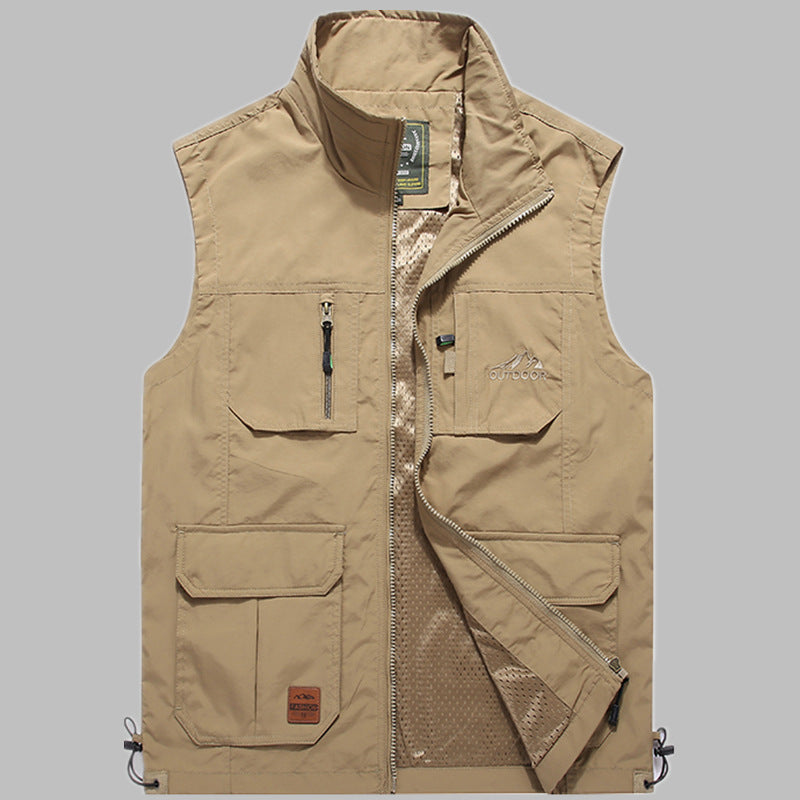 Herren multifunktionale Outdoor‑Utility‑Weste mit Reißverschluss, Mehrfachtaschen und atmungsaktivem Meshfutter Nord Taschen