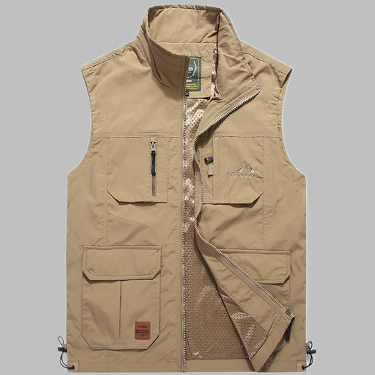 Herren multifunktionale Outdoor‑Utility‑Weste mit Reißverschluss, Mehrfachtaschen und atmungsaktivem Meshfutter Nord Taschen