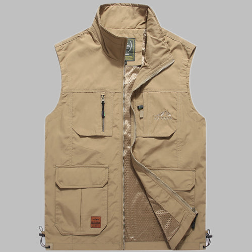 Herren multifunktionale Outdoor‑Utility‑Weste mit Reißverschluss, Mehrfachtaschen und atmungsaktivem Meshfutter Nord Taschen