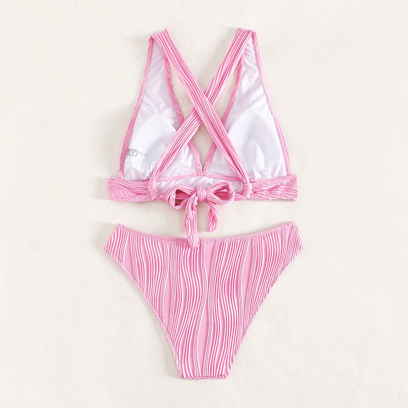Damen Hochgeschnittener Bikini mit strukturiertem Oberteil